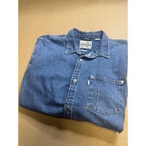 Levis SilverTab Mens Large Oversized Denim Button Down Shirt Wash Blue L Y2k